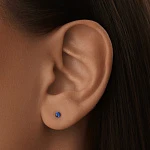 Серебряные маленькие пусеты с синими фианитами 3*3 мм