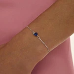 Браслет из серебра с синим фианитом в огранке сердце MIESTILO