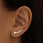 Серебряные серьги-клаймберы с жемчугом MIESTILO 