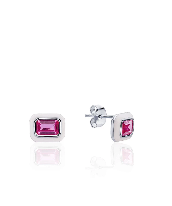Серебряные серьги с эмалью и корундом MIESTILO