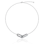 Колье из серебра с пересекающимися овалами и фианитами