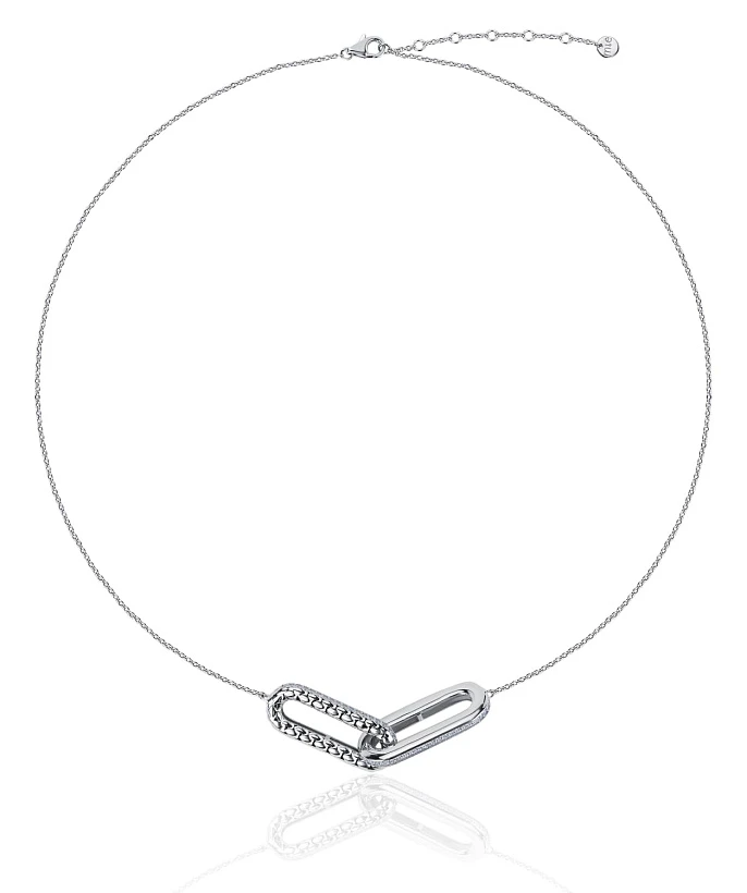 Колье из серебра с пересекающимися овалами и фианитами