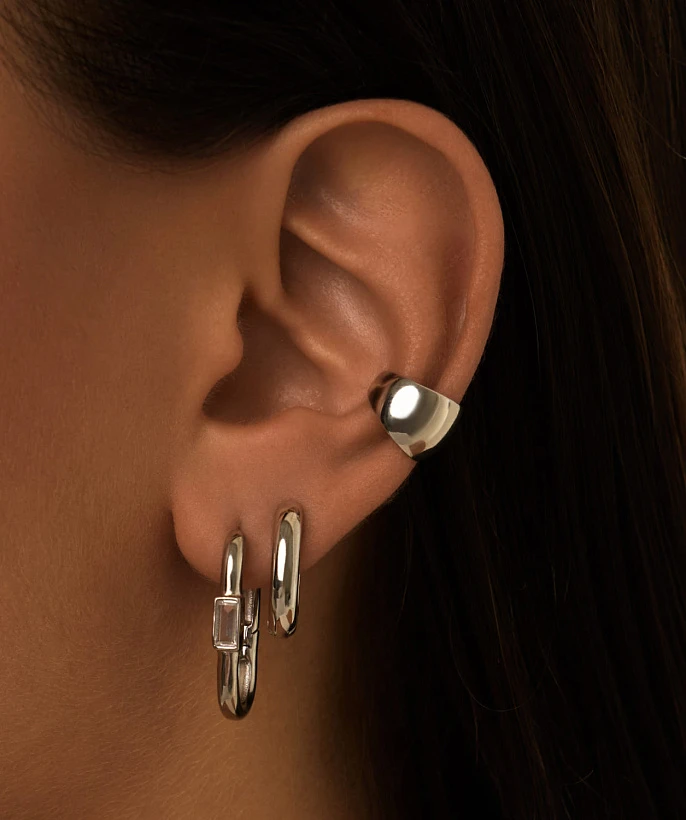 Классические серьги-кольца из серебра MIESTILO 