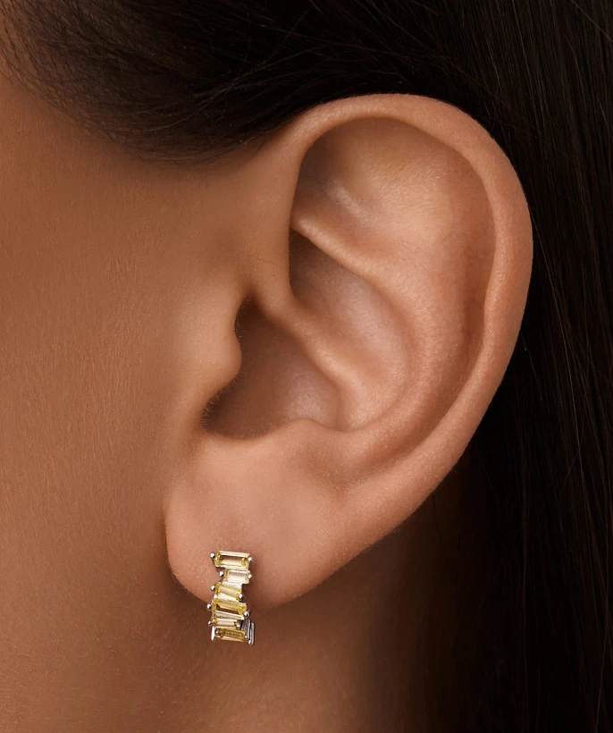 Миниатюрные серьги-конго с желтыми фианитами MIESTILO 