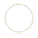 Серебряное колье-цепь ромбового плетения с витыми звеньями в покрытии желтое золото