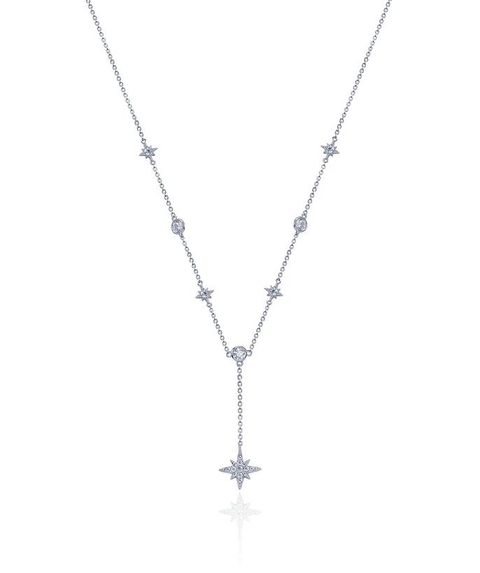 Серебряное колье-галстук со звездами MIESTILO