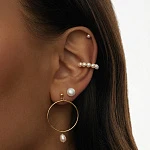 Позолоченные серьги-пусеты из серебра с натуральным жемчугом