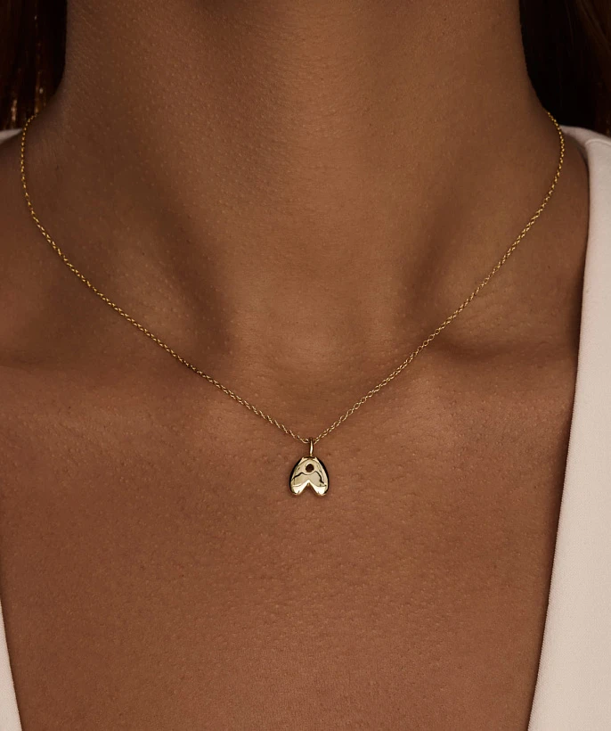 Серебряное колье позолоченое с буквой А MIESTILO 