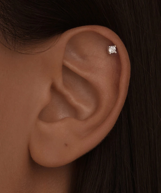 Серебряный пирсинг с фианитом MIESTILO