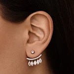 Акцентные серьги-джекеты из серебра с фианитами MIESTILO 