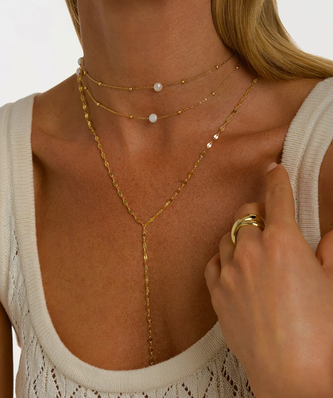 Позолоченное колье-галстук из серебра с барочным жемчугом