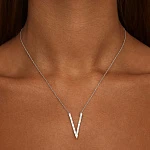 Серебряное колье Baguette с подвеской с фианитами