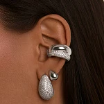 Крупные серьги из серебра с россыпью фианитов