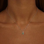 Серебряное колье с зеленым агатом