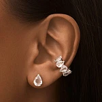 Серебряные серьги-пусеты ЭРОС с горным хрусталем