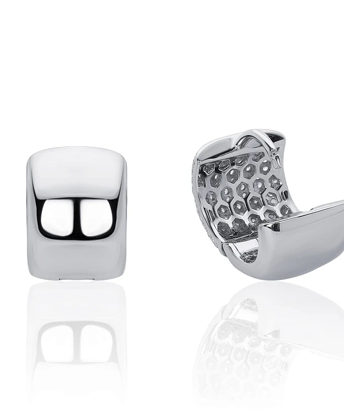 Серебряные серьги-кольца с россыпью фианитов