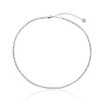 Теннисное серебряное колье чокер с фианитами