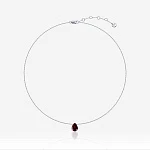 Серебряное колье ЭРОС на тонкой цепочке с натуральным гранатом