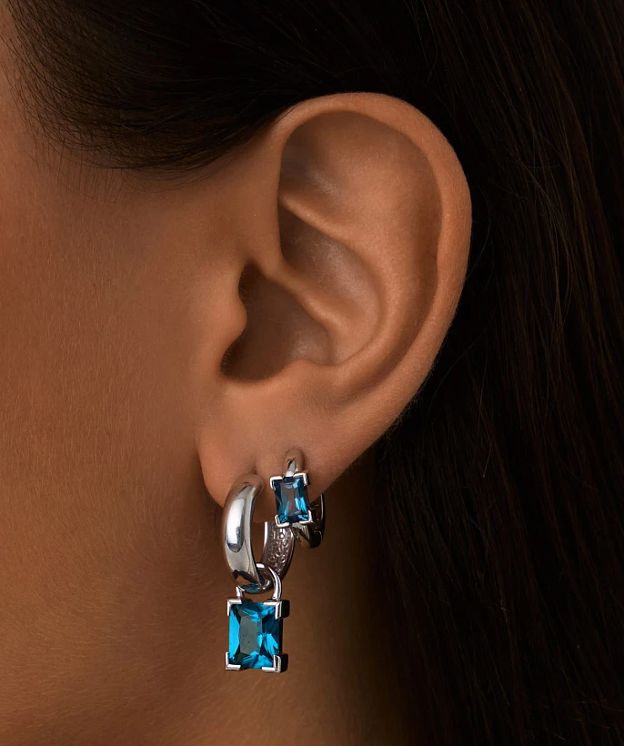 Серебряные серьги-трансформеры PURITY с London топазом