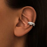 Серебряный двойной кафф с белыми камнями