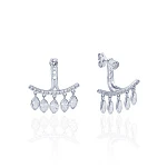 Акцентные серьги-джекеты из серебра с фианитами MIESTILO 