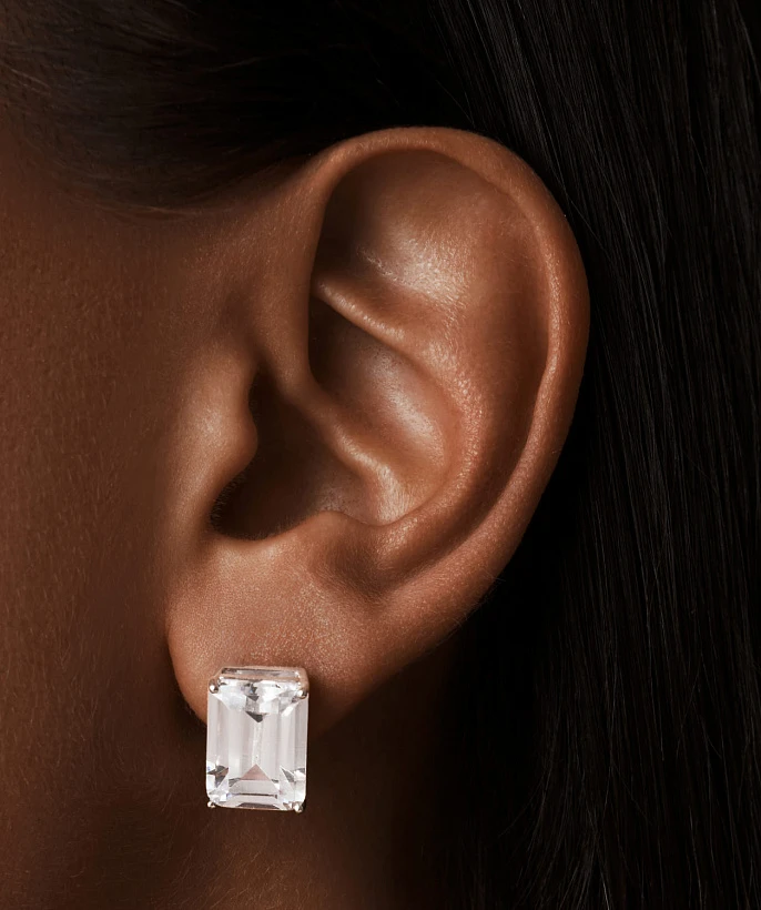 Серебряные крупные серьги A LA RUSSE с фианитом