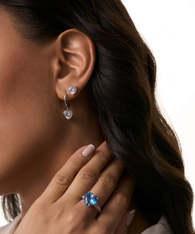 Серебряные серьги с фианитами Angel