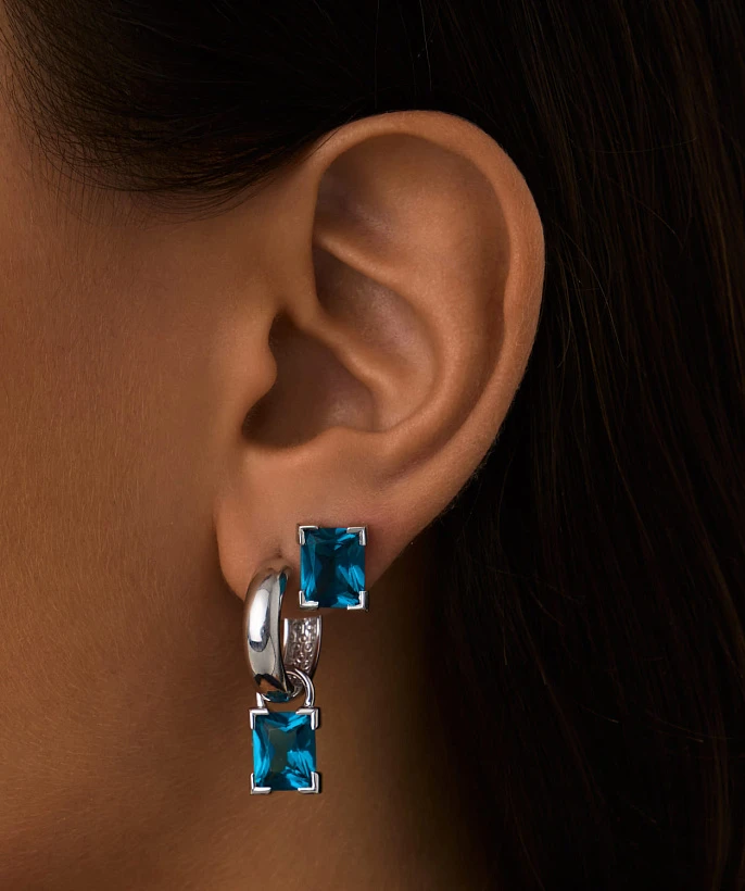 Серебряные серьги-трансформеры PURITY с London топазом