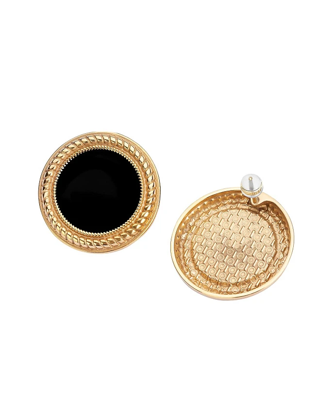 Круглые серьги ВИНТАЖ с черной эмалью