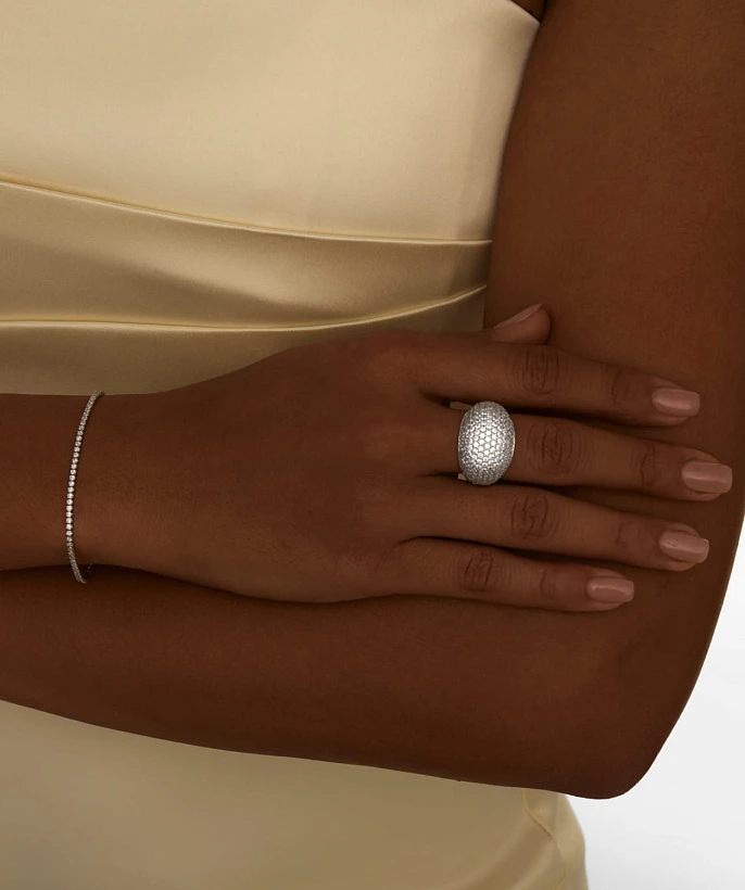 Теннисный серебряный браслет с фианитами