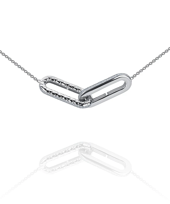 Колье из серебра с пересекающимися овалами и фианитами