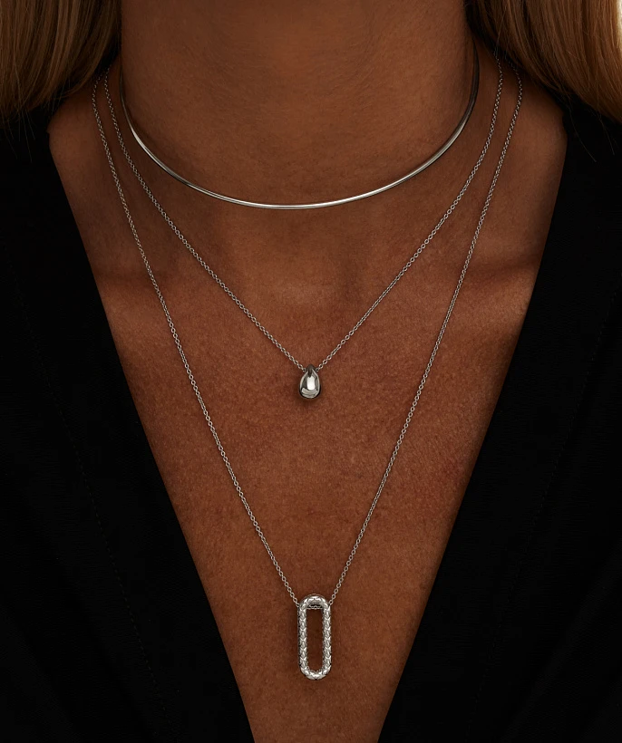 Жесткое колье-чокер из серебра