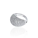 Объемное кольцо из серебра с россыпью фианитов