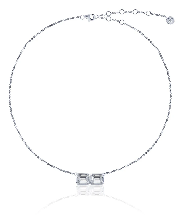 Серебряное колье Midnight с фианитами в огранке Эмеральд