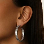 Крупные серьги-кольца из серебра с рельефной поверхностью MIESTILO