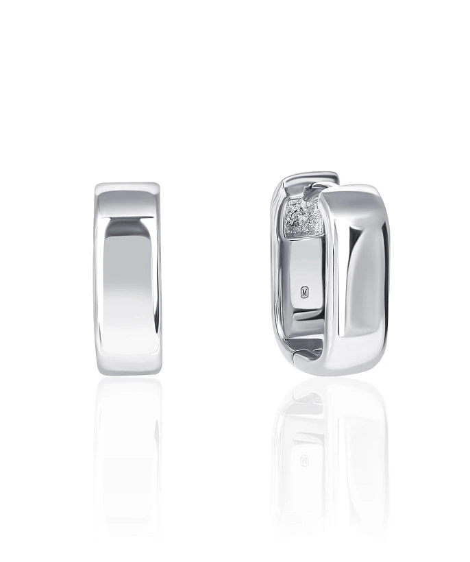 Овальные широкие серьги-конго из серебра MIESTILO