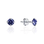 Серебряные маленькие пусеты с фиолетовыми фианитами 5*5 мм