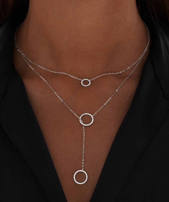 Серебряная подвеска в виде кольца с фианитами MIESTILO