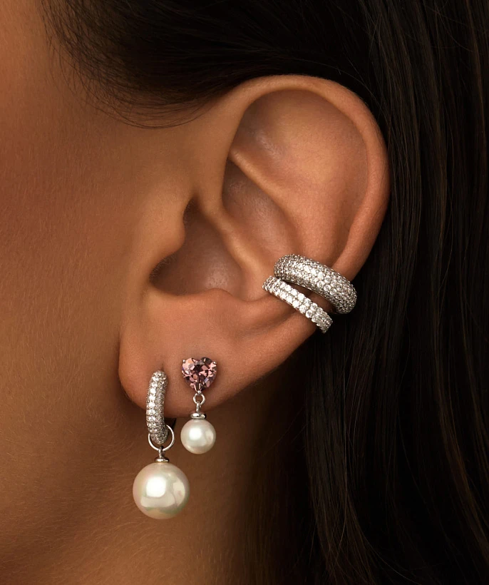 Серебряные серьги - кольца 20 мм "Hailey" с фианитами