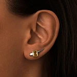 Серебряные серьги-клаймберы с крупным желтым фианитом