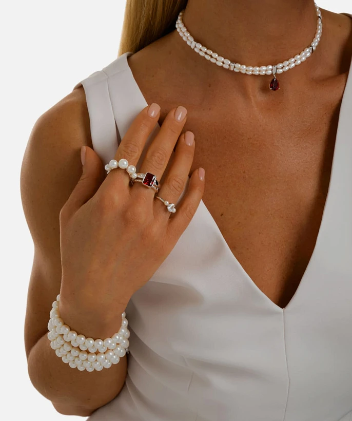 Серебряное кольцо СИЦИЛИЯ с жемчугом и белым фианитом