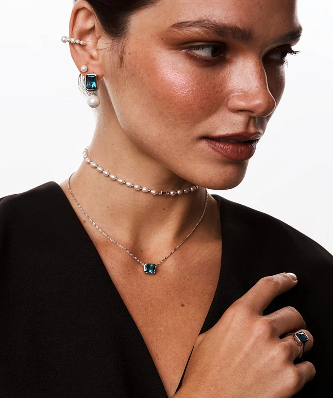 Серьги-трансформеры GALATEA из серебра с жемчугом