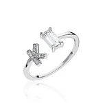 Серебряное кольцо с буквой K с фианитами MIESTILO