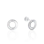 Серебряные круглые серьги с натуральным перламутром