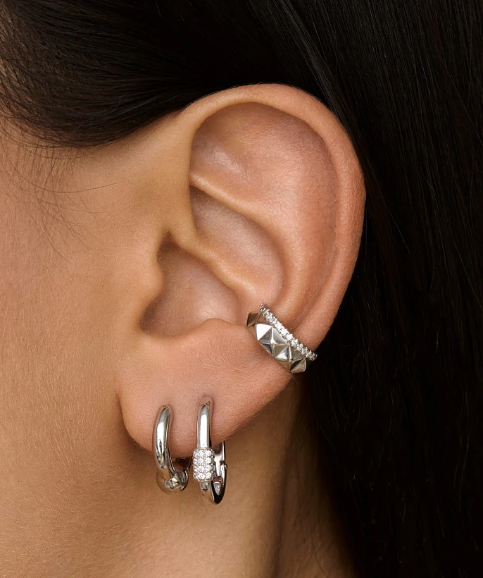 Серебряные серьги-конго с декоративным шариком MIESTILO 