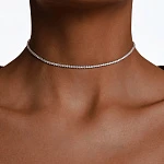 Теннисное серебряное колье чокер с фианитами