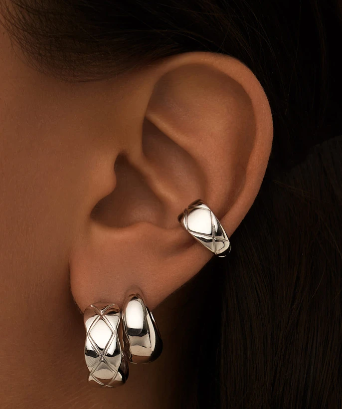 Фактурные серьги из серебра