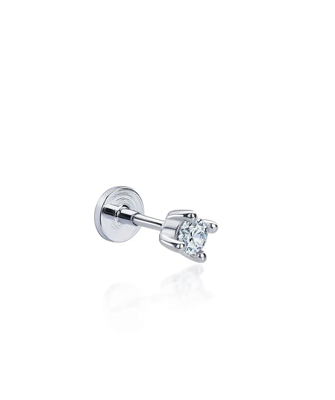 Серебряный пирсинг с фианитом MIESTILO