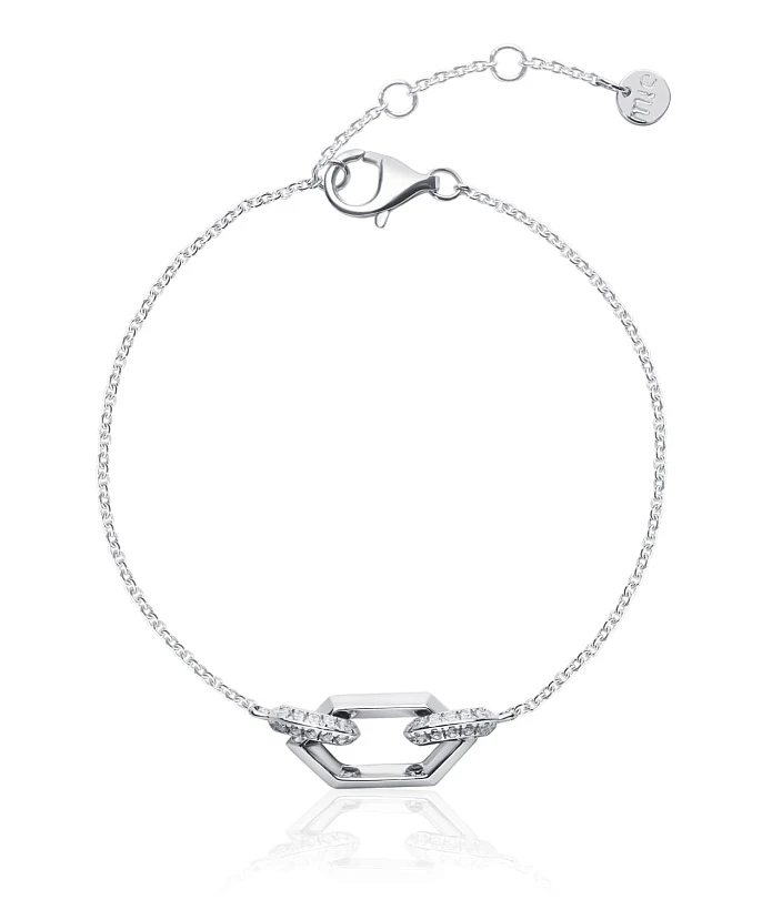 Серебряный браслет с многогранником с фианитами
