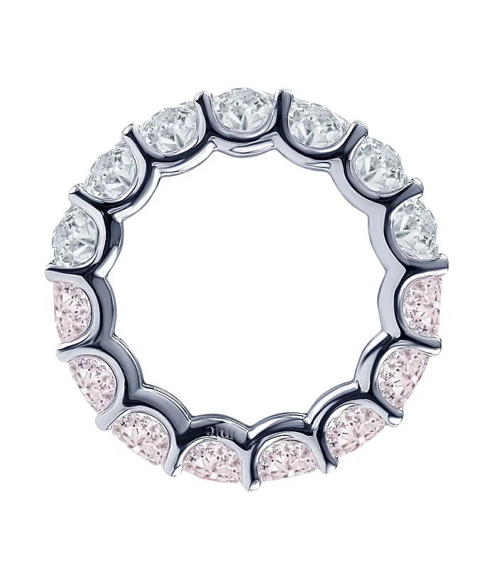 Кольцо из серебра Монро с розовыми и белыми фианитами